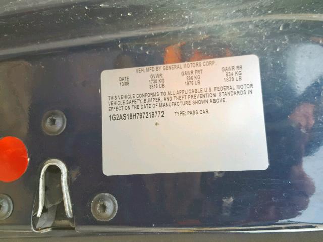 1G2AS18H797219772 - 2009 PONTIAC G5 BLUE photo 10