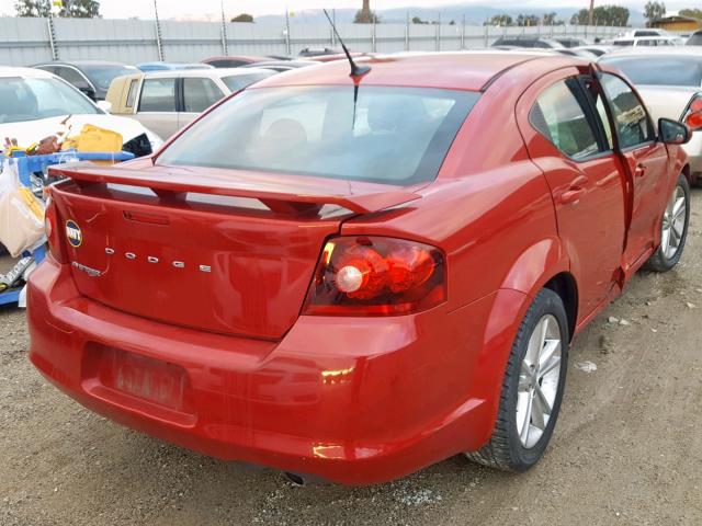 1B3BD1FG4BN509295 - 2011 DODGE AVENGER MA RED photo 4