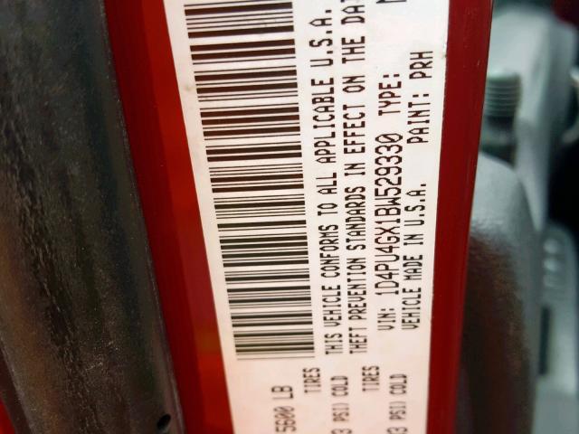 1D4PU4GX1BW529330 - 2011 DODGE NITRO HEAT RED photo 10