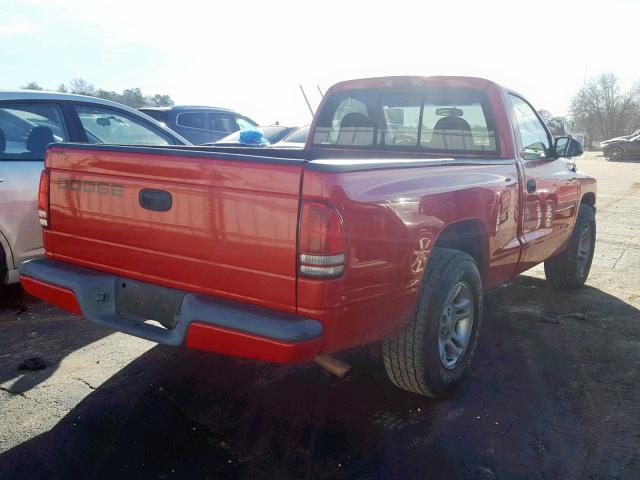 1B7FL26X61S271023 - 2001 DODGE DAKOTA RED photo 4