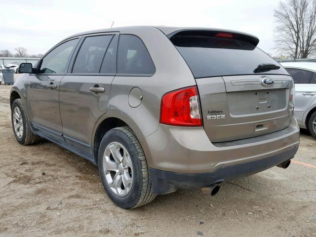 2FMDK3J94DBA64746 - 2013 FORD EDGE SEL BROWN photo 3