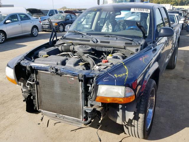 1D7HL48X73S174164 - 2003 DODGE DAKOTA QUA BLUE photo 2