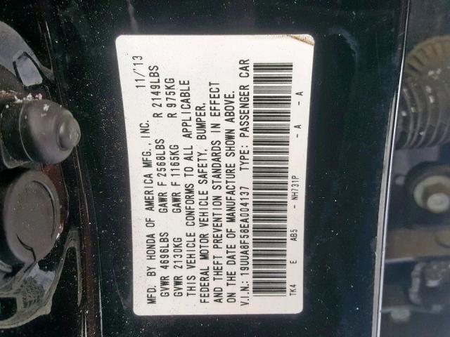 19UUA8F58EA004137 - 2014 ACURA TL TECH BLACK photo 10