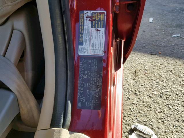 KNAFE121385527016 - 2008 KIA SPECTRA EX RED photo 10