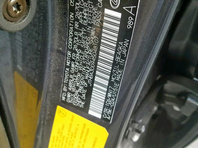 JTHBA30G945048107 - 2004 LEXUS ES 330 GRAY photo 10