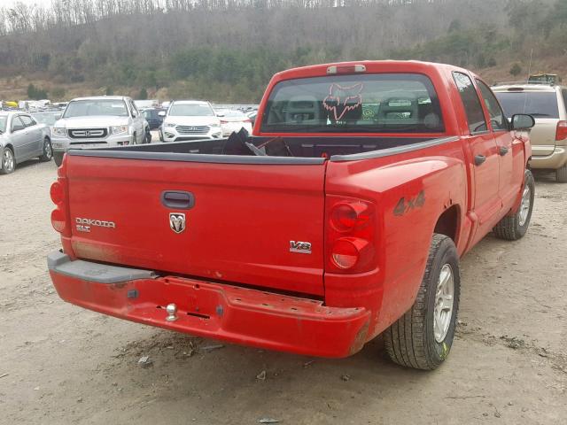 1D7HW48N65S326606 - 2005 DODGE DAKOTA QUA RED photo 4