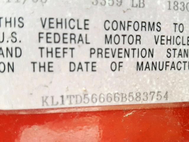 KL1TD56666B583754 - 2006 CHEVROLET AVEO BASE Qırmızı foto 10