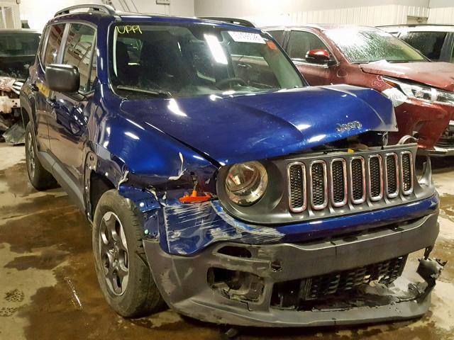 ZACCJAAB5HPE53259 - 2017 JEEP RENEGADE S BLUE photo 1