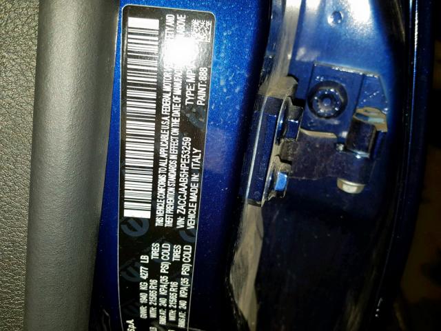 ZACCJAAB5HPE53259 - 2017 JEEP RENEGADE S BLUE photo 10