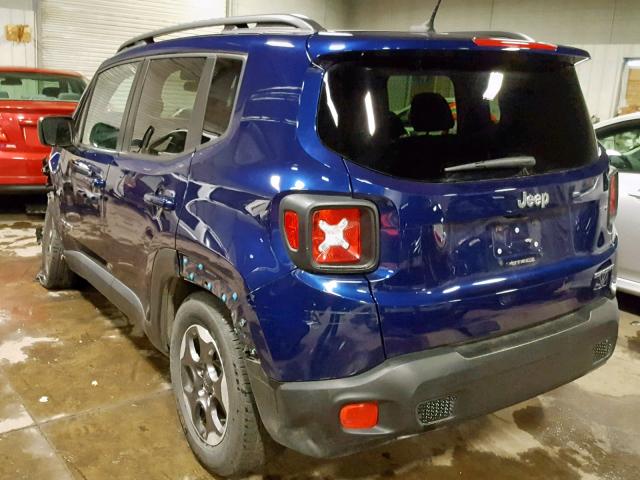 ZACCJAAB5HPE53259 - 2017 JEEP RENEGADE S BLUE photo 3
