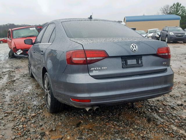 3VWL07AJ0GM377283 - 2016 VOLKSWAGEN JETTA SEL GRAY photo 3