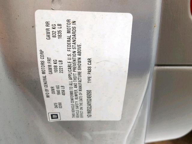 1G1NE52J4Y6249090 - 2000 CHEVROLET MALIBU LS SILVER photo 10