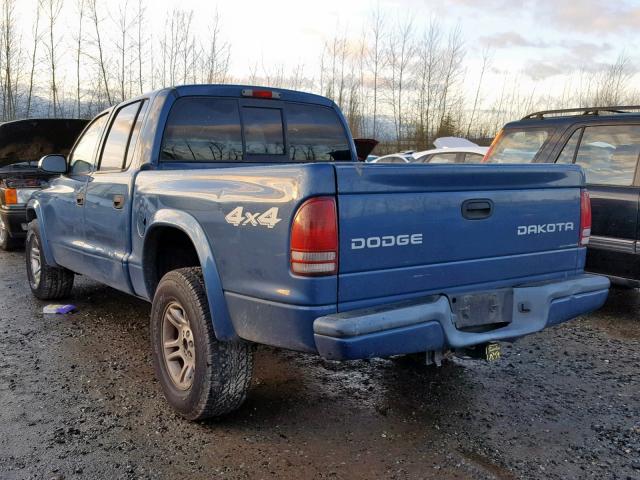 1D7HG38N34S554049 - 2004 DODGE DAKOTA QUA BLUE photo 3