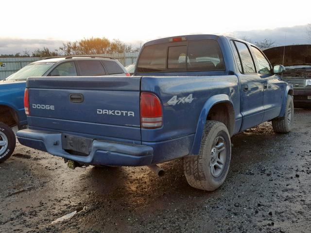 1D7HG38N34S554049 - 2004 DODGE DAKOTA QUA BLUE photo 4