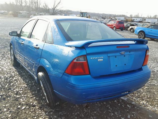 1FAFP34N47W283447 - 2007 FORD FOCUS ZX4 BLUE photo 3