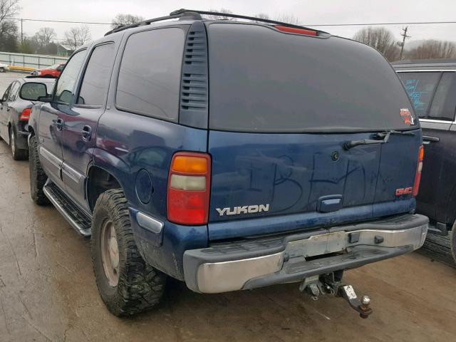 1GKEK13Z32J170726 - 2002 GMC YUKON BLUE photo 3