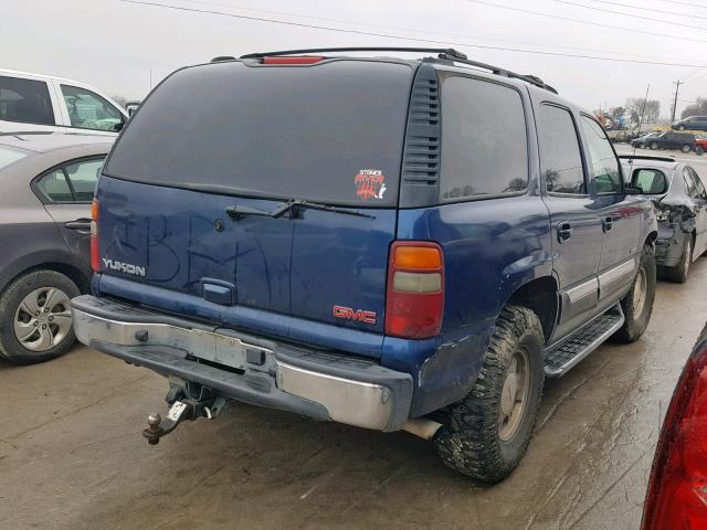 1GKEK13Z32J170726 - 2002 GMC YUKON BLUE photo 4