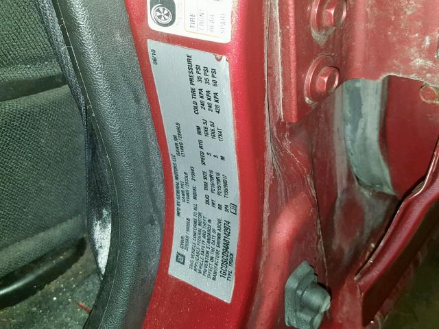 1GCDSCD94A8142974 - 2010 CHEVROLET COLORADO L MAROON photo 10