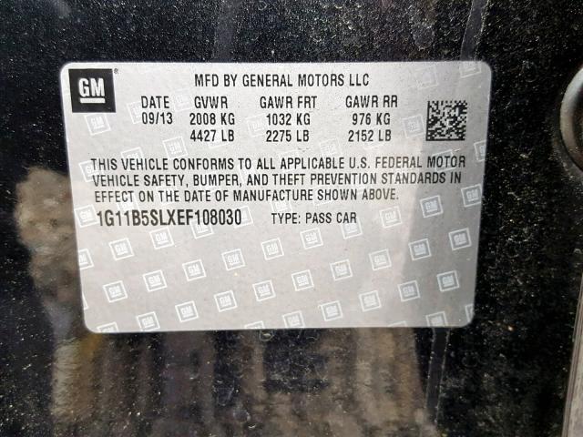 1G11B5SLXEF108030 - 2014 CHEVROLET MALIBU LS Gris foto 10