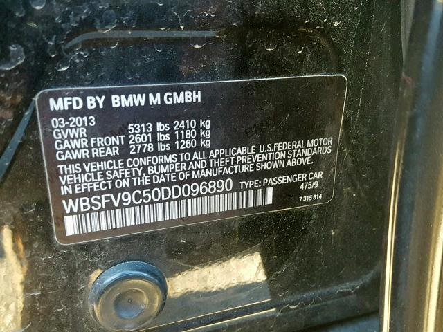 WBSFV9C50DD096890 - 2013 BMW M5 BLACK photo 10