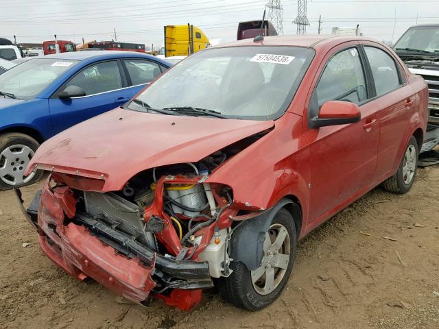 KL1TD56E79B645710 - 2009 CHEVROLET AVEO LS RED photo 2