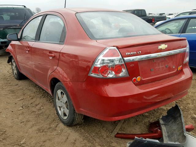KL1TD56E79B645710 - 2009 CHEVROLET AVEO LS RED photo 3