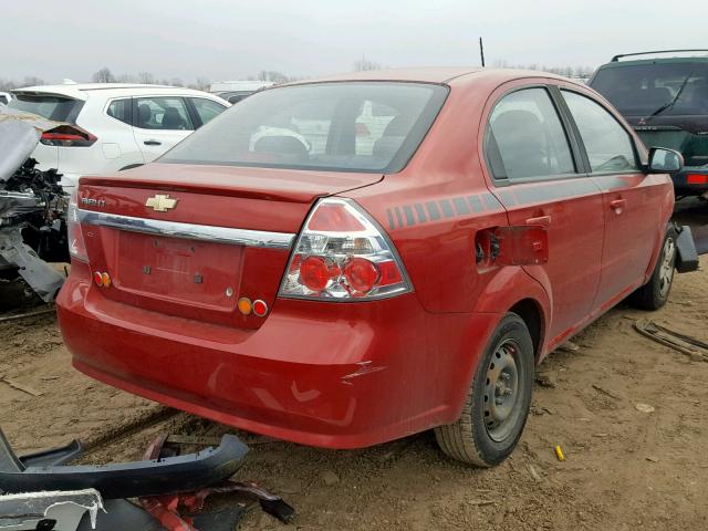 KL1TD56E79B645710 - 2009 CHEVROLET AVEO LS RED photo 4