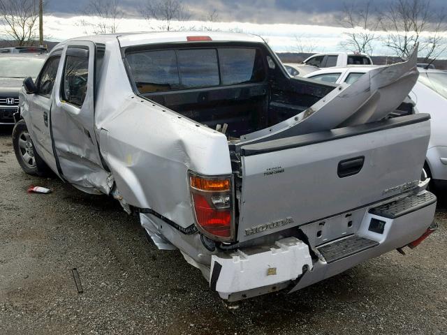 2HJYK16247H501910 - 2007 HONDA RIDGELINE GRAY photo 3