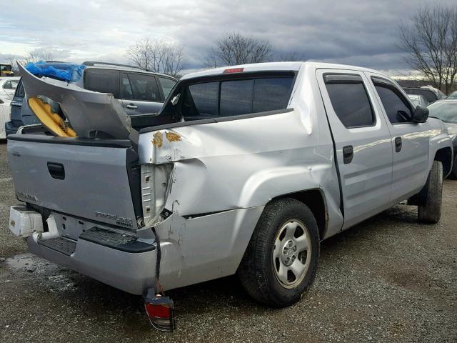 2HJYK16247H501910 - 2007 HONDA RIDGELINE GRAY photo 4