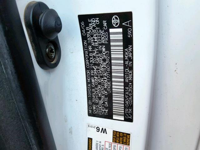 JTKDE177160139213 - 2006 TOYOTA SCION TC თეთრი ფოტო 10