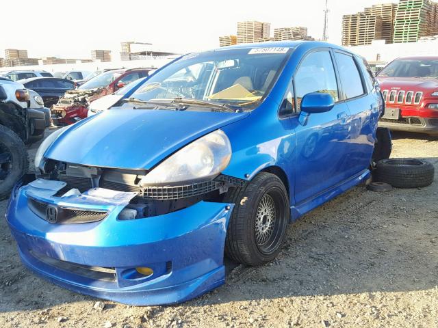 JHMGD37678S010554 - 2008 HONDA FIT SPORT BLUE photo 2