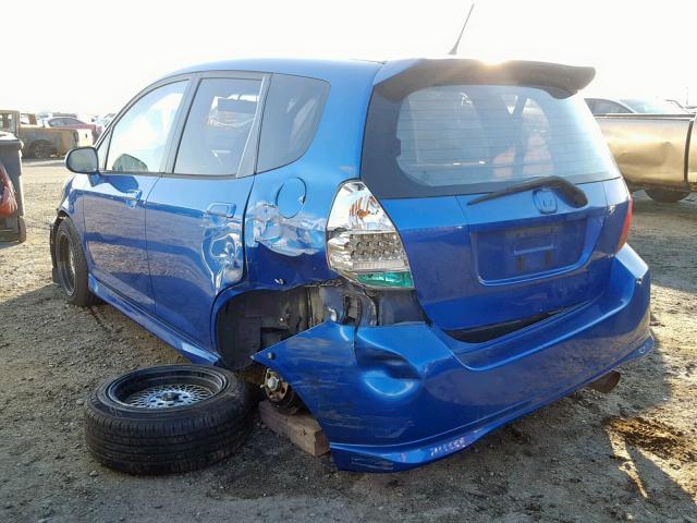 JHMGD37678S010554 - 2008 HONDA FIT SPORT BLUE photo 3