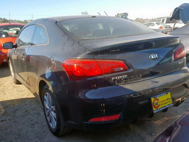 KNAFX6A84E5221900 - 2014 KIA FORTE EX BLACK photo 3