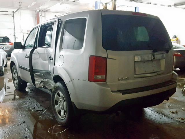 5FNYF4H28DB086082 - 2013 HONDA PILOT LX SILVER photo 3