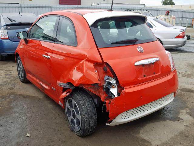 3C3CFFGE8FT503274 - 2015 FIAT 500 ELECTR ORANGE photo 3