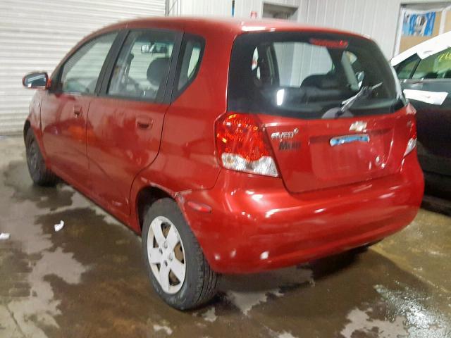 KL1TD66627B786275 - 2007 CHEVROLET AVEO BASE წითელი ფოტო 3