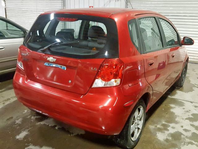 KL1TD66627B786275 - 2007 CHEVROLET AVEO BASE წითელი ფოტო 4