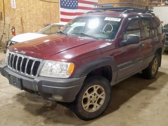 1J4GW48S51C537922 - 2001 JEEP GRAND CHER MAROON photo 2