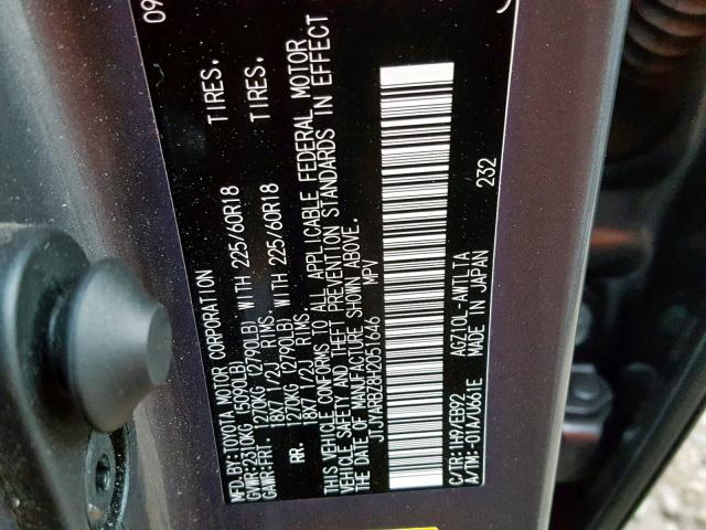 JTJYARBZ8H2051646 - 2017 LEXUS NX 200T GRAY photo 10