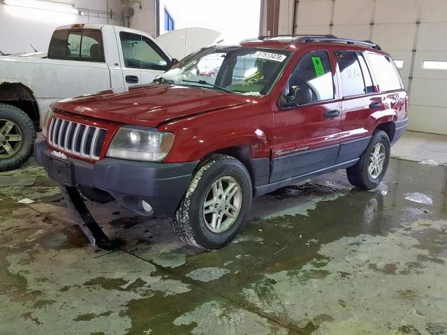 1J4GW48N34C329536 - 2004 JEEP GRAND CHER MAROON photo 2