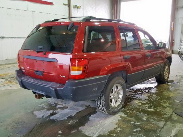 1J4GW48N34C329536 - 2004 JEEP GRAND CHER MAROON photo 4