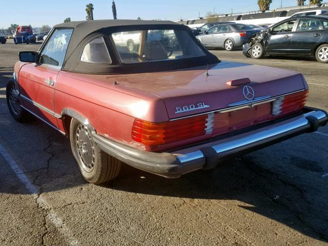 WDBBA48D1KA094826 - 1989 MERCEDES-BENZ 560 SL RED photo 3