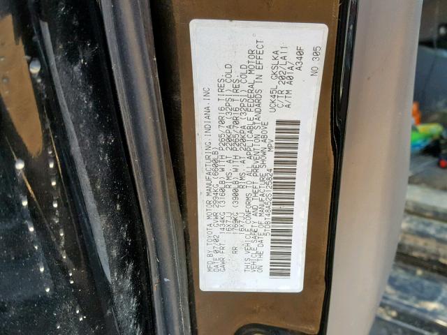 5TDBT48A52S125824 - 2002 TOYOTA SEQUOIA LI BLACK photo 10