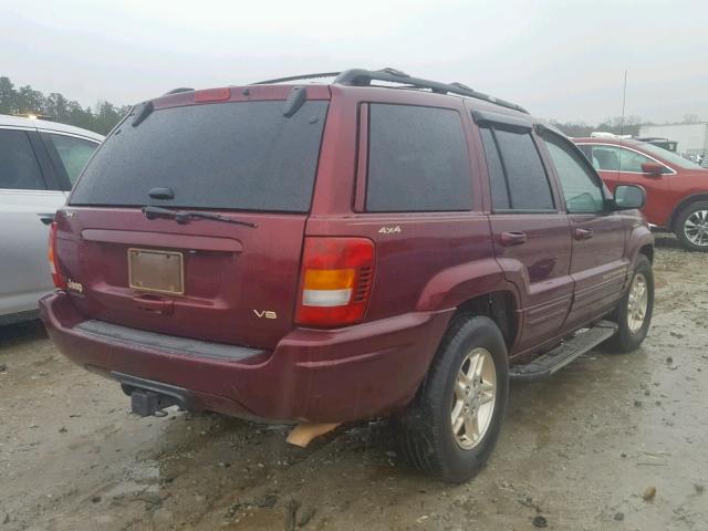 1J4GW68N7XC664282 - 1999 JEEP GRAND CHER BURGUNDY photo 4