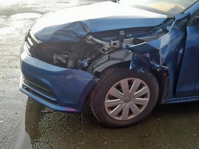 3VW1K7AJ2FM293515 - 2015 VOLKSWAGEN JETTA BASE Կապույտ լուսանկար 9