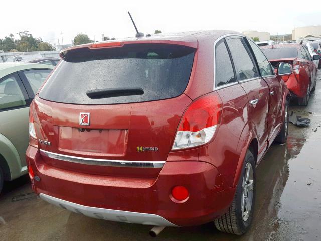 3GSCL93Z89S520525 - 2009 SATURN VUE HYBRID RED photo 4
