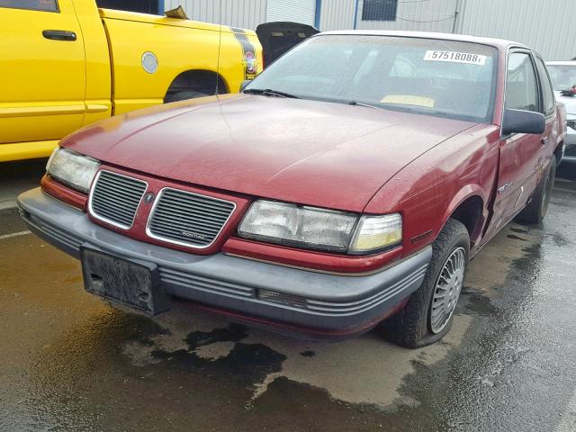 1G2NE14DXKC810610 - 1989 PONTIAC GRAND AM L RED photo 2