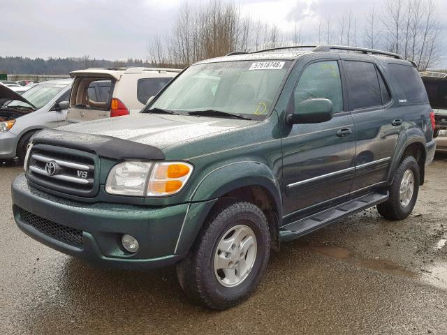 5TDBT48A31S001386 - 2001 TOYOTA SEQUOIA LI GREEN photo 2