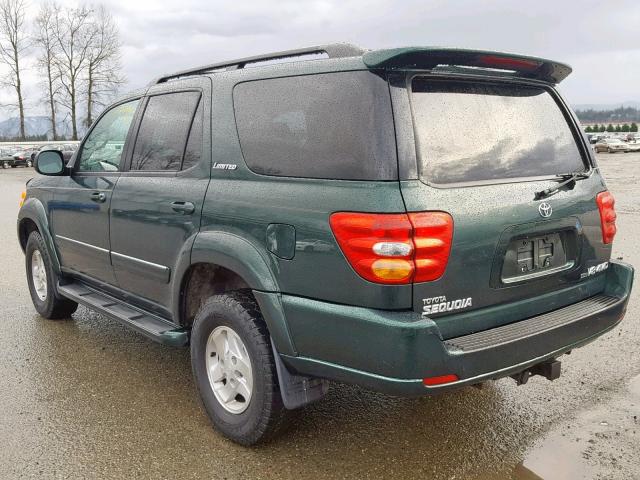 5TDBT48A31S001386 - 2001 TOYOTA SEQUOIA LI GREEN photo 3