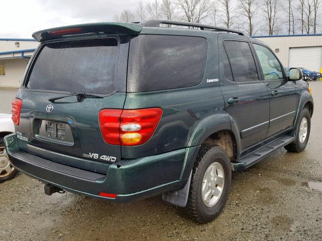 5TDBT48A31S001386 - 2001 TOYOTA SEQUOIA LI GREEN photo 4